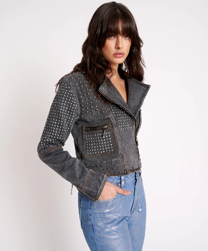 Elegant Styles REBEL REBEL STUDDED DENIM JACKET