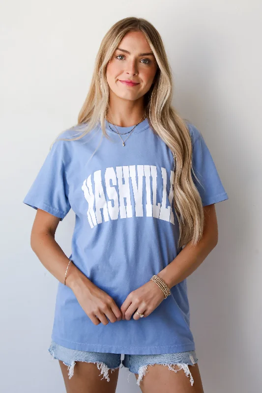 Women's Fashion Clothing Light Blue Nashville Tee