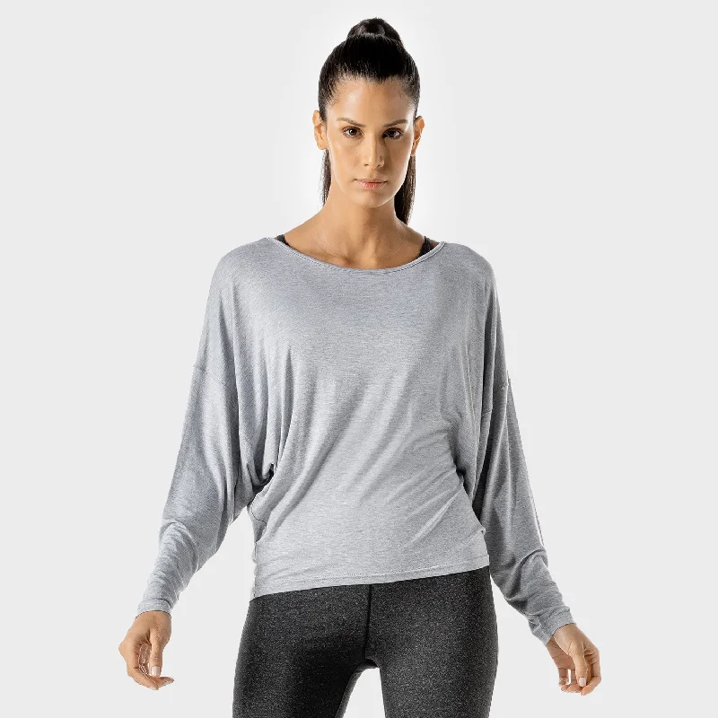 Plus-Size Women's Garments Women's Fitness - Batwing Top - Grey Marl