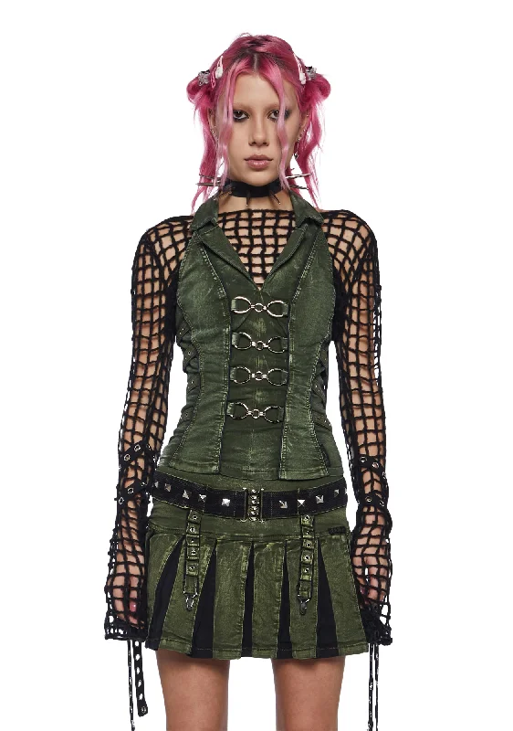 Women's Evening Wear Attire Peace Corset Vest - Green