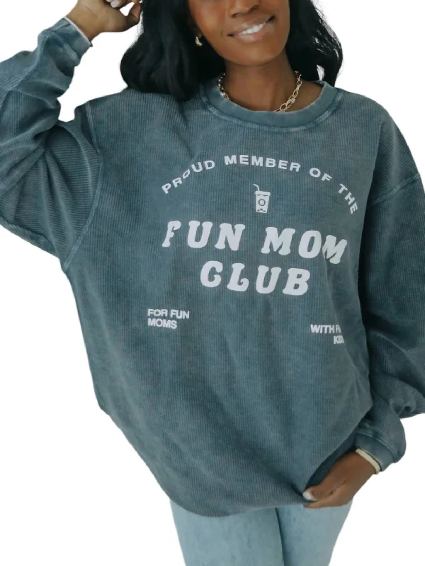 Must-Have Styles Fun Mom Club Corded Sweatshirt In Charcoal