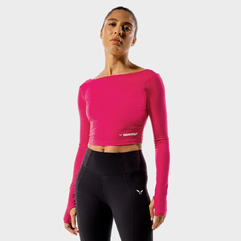 Women's Travel Outfit Set Warrior Crop Tee - Magenta