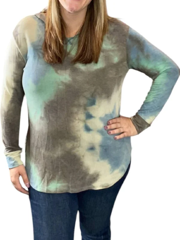 Festival Fashion Fall Tie Dye Hoodie In Teal