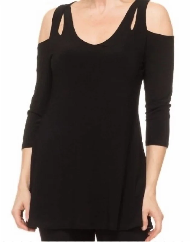 Bold Fashion Tunic Top In Black