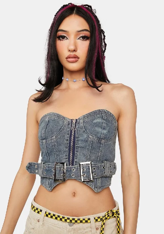 Women's Formal Wear Denim Diva Strapless Crop Top