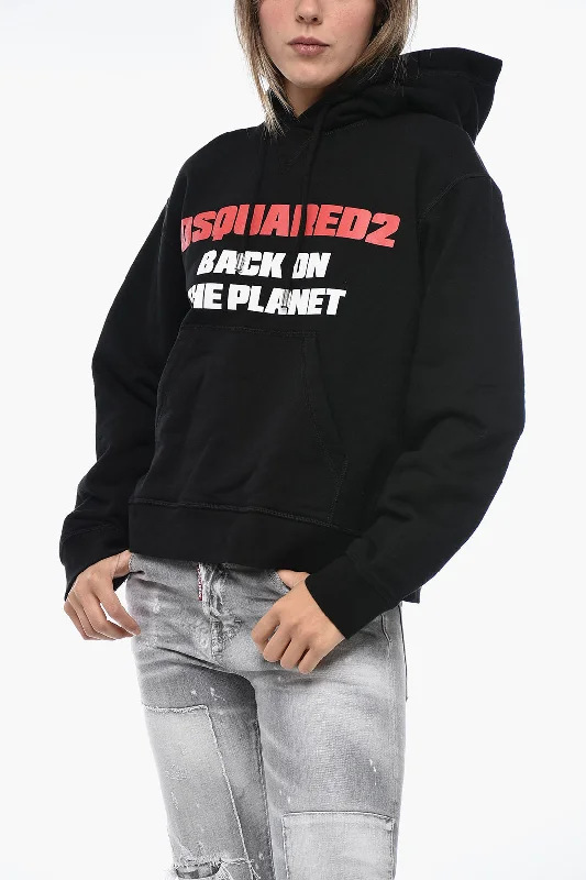 Women's Layered Outfit Dsquared2 Printed BACK ON THE PLANET Hoodie Sweatshirt