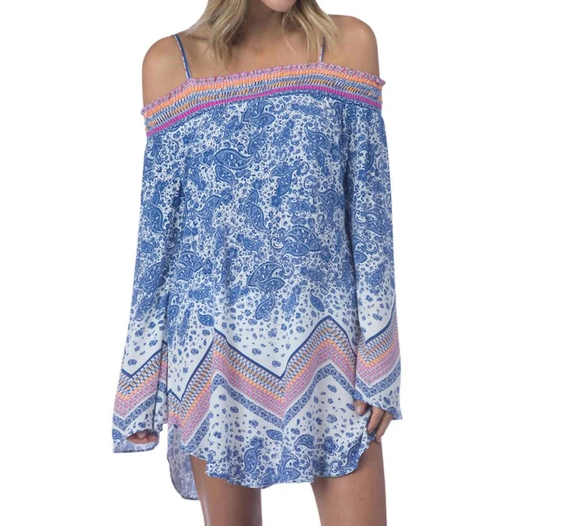 Vibrant Femme Fashion Scarf Off The Shoulder Tunic In Paisley