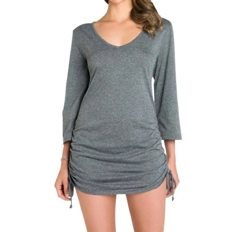 Women's Urban Fashion Adjustable Side Shirred Tunic In Grey