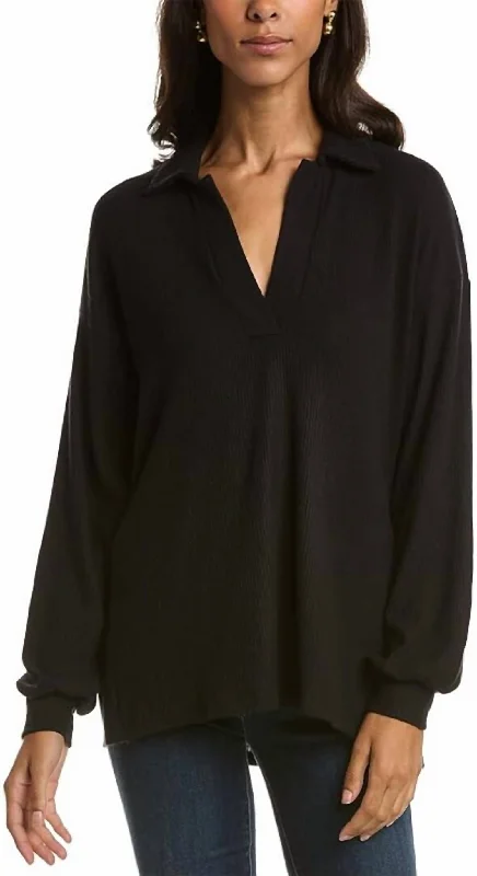 Comfortable Outfit For Women Torres Cozy Rib Tunic Tee In Black