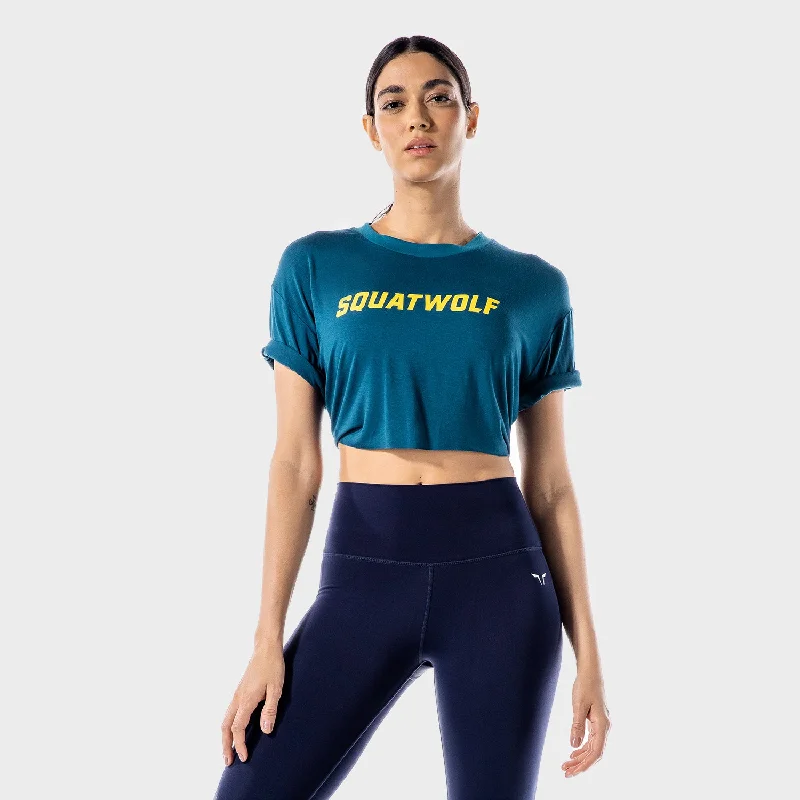 Plus Size Women's Fashion Iconic Crop Tee - Teal