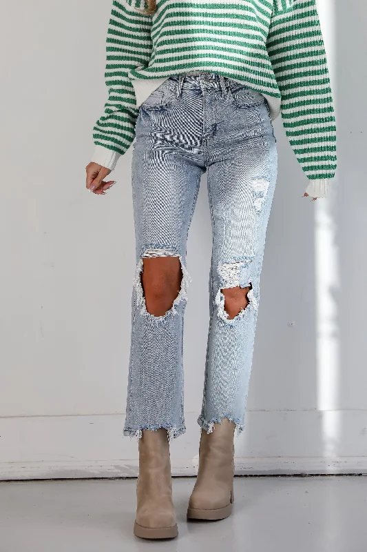 Stylish Loungewear for Women Jodie Light Wash Distressed 90s Vintage Dad Jeans