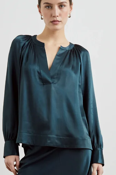 Plus Size Women's Fashion Satin Crepe Blouse