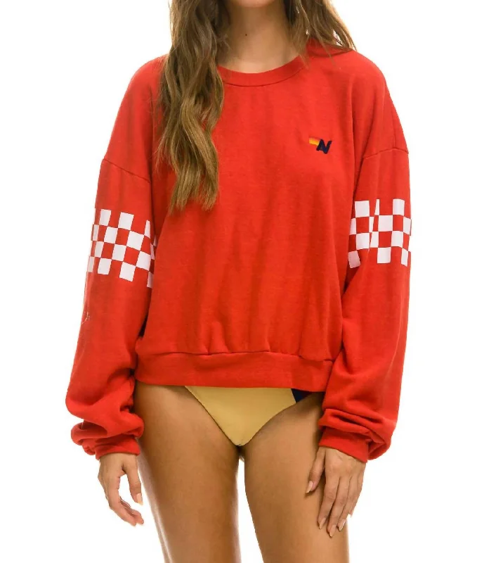 Women's Casual Dresses Checkered Sweatshirt In Red/white