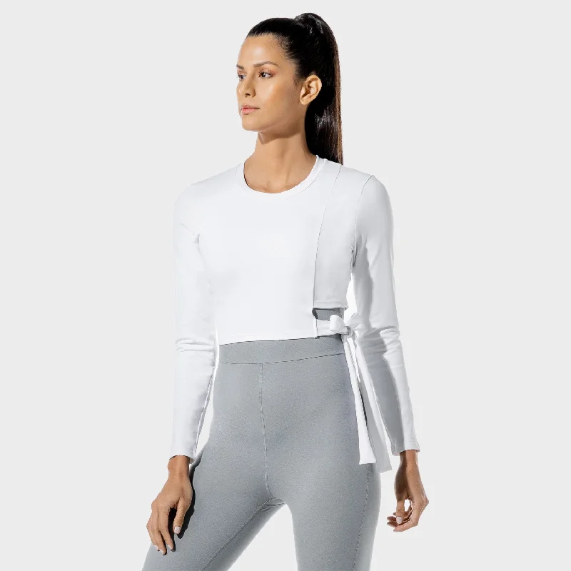 Women's Chic Outfit Women's Fitness - Tie Crop Top - Blanc De Blanc