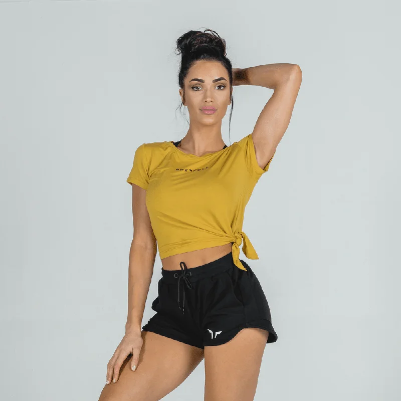 Athleisure Wear She-Wolf Crop Top - Mustard