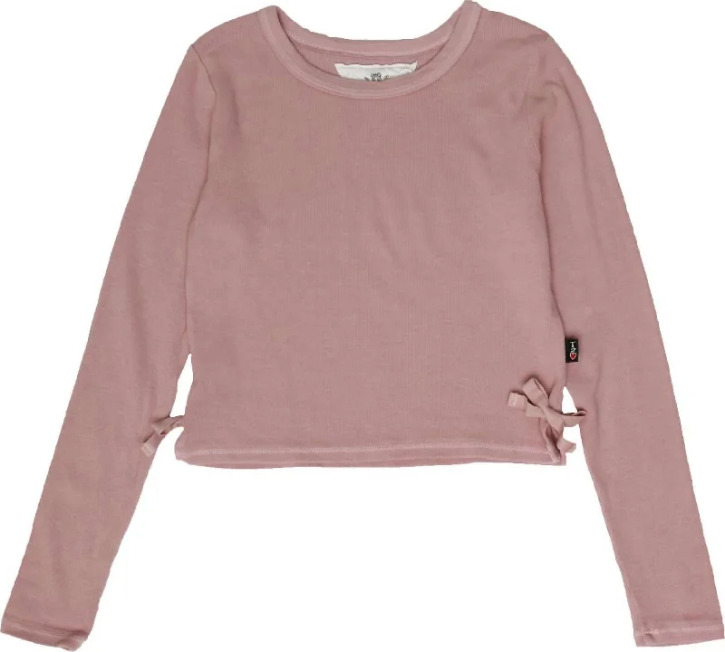 Elegant Women's Attire Girl's Long Sleeve Top In Rose