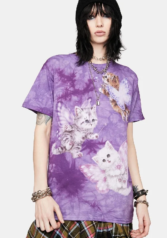 Women's Resort Garments Butterfly Kitten Fairies Graphic Tee