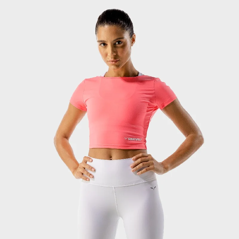 Comfortable Outfit For Women Warrior Crop Tee - Half Sleeves - Sherbert