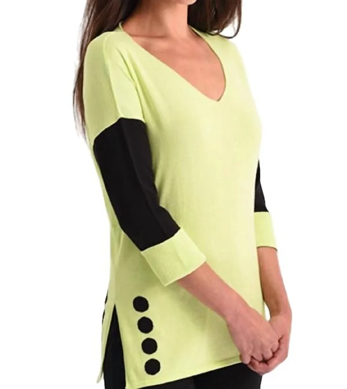 Women's Effortless Casual Outfit Two-Tone Polkadot Tunic In Lime