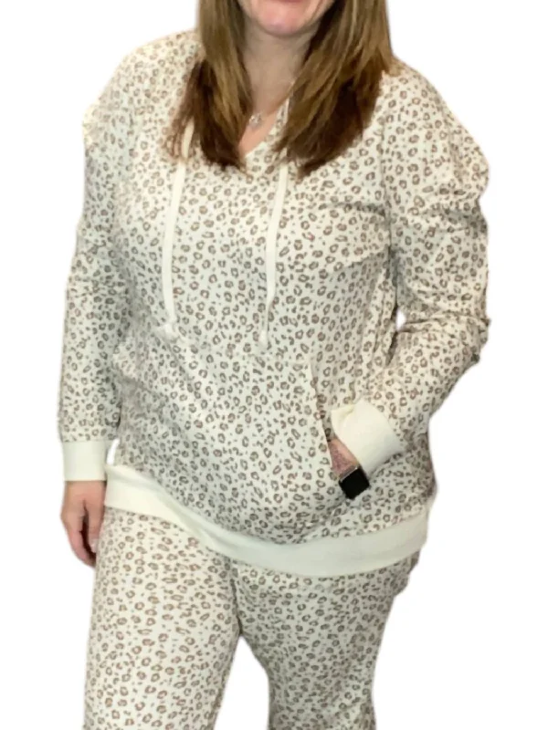 Elegant Clothing Cheetah Hoodie In White