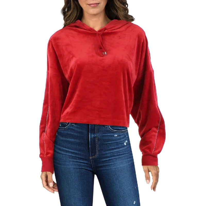 Business Casual Outfits Womens Velour Embellished Hoodie