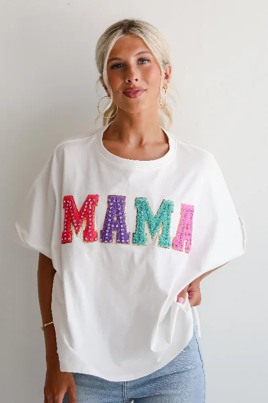 Stylish Women's Clothes for Work and Play FINAL SALE - Mama Rhinestone Letter Tee