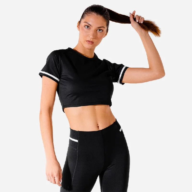 Vibrant Styles Hybrid Crop Top - Black