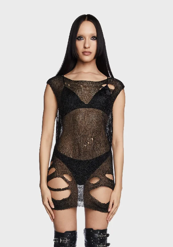 Women's Elegant Garments Punk Ripped Mesh Vest