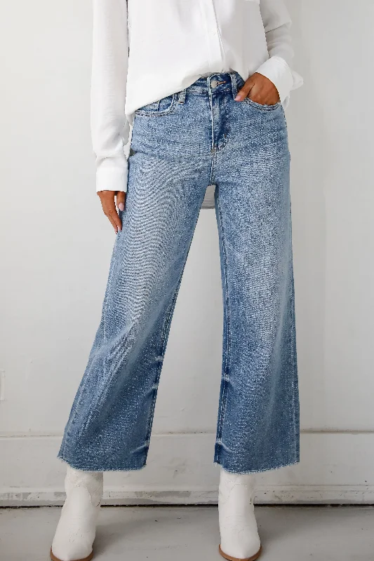 Luxury Fashion Abigail Medium Wash High Rise Wide Leg Jeans