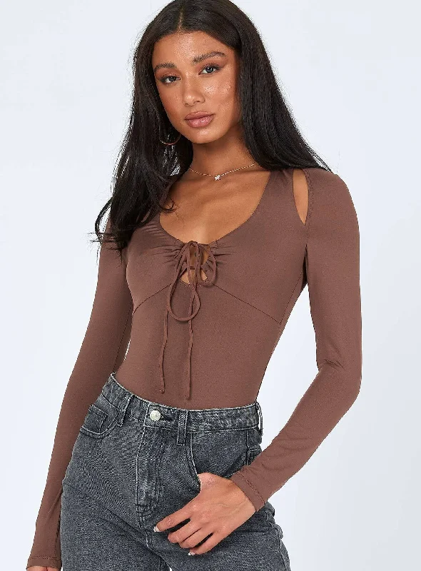 Women's Effortless Casual Outfit Valentina Bodysuit Brown