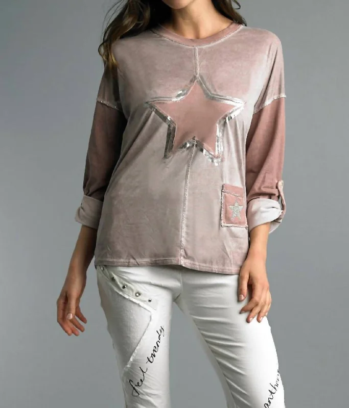 Women's Trendy Outfits Suede Star Tunic Top In Mauve