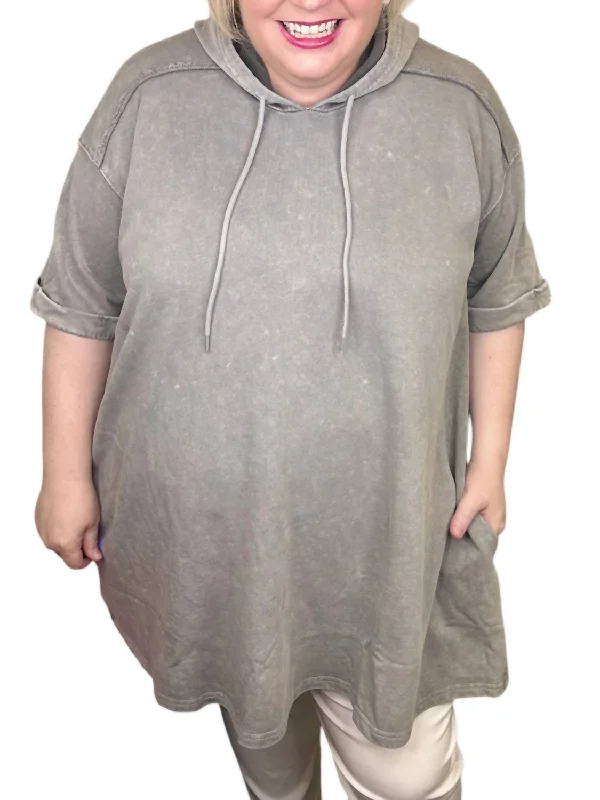 Boho Chic Fashion Trending Times Curvy Hoodie In Gray