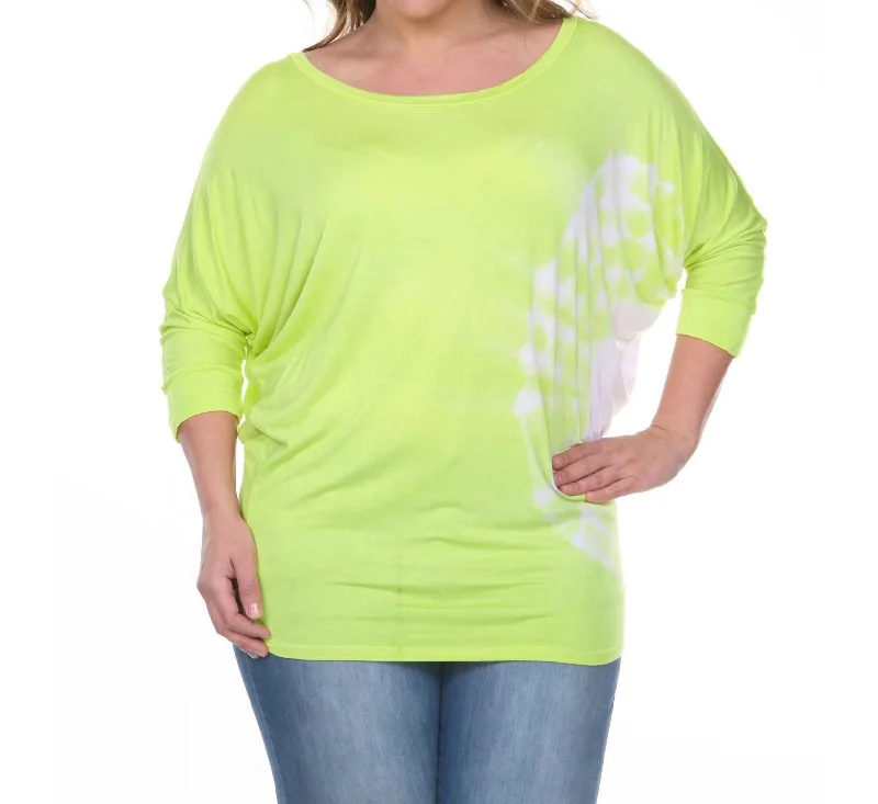 Clothes Woman Tie Dye Tunic Top - Plus In Lime Green