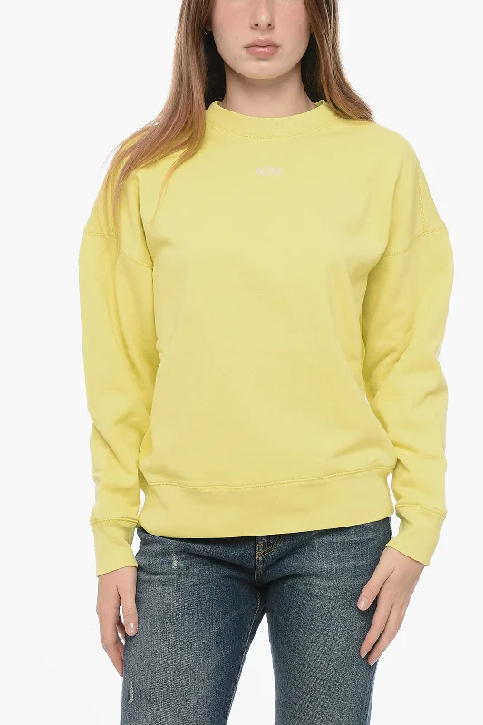 Comfortable Women's Outfits Autry Solid Color Crew-neck Sweatshirt with Contrasting Logo