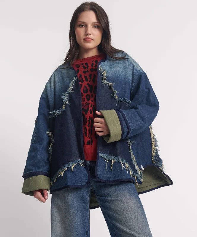 Women's Casual Garments Star Denim Wadded Jacket - Dark Memphis Blue