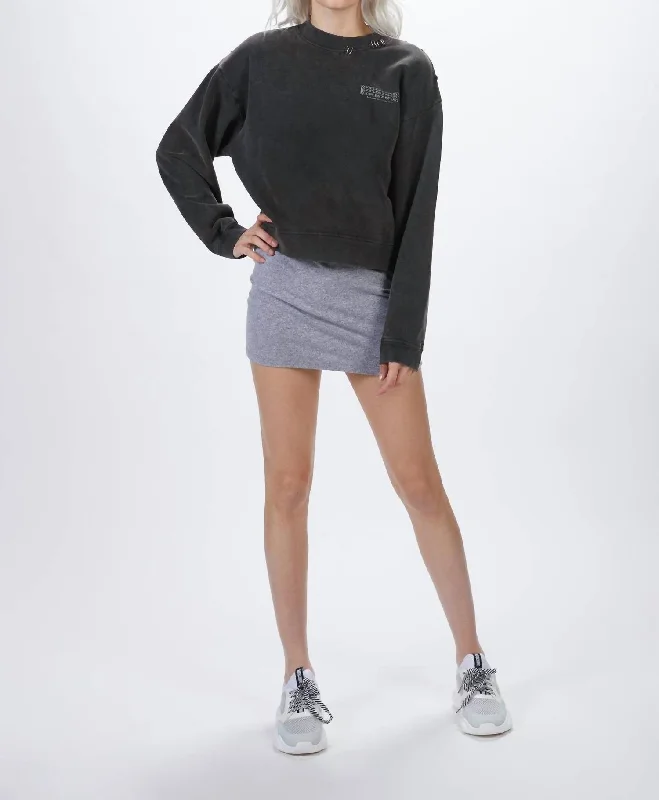 Stylish Women's Garments For Holidays Sweatshirt With Print And Piercing In Black