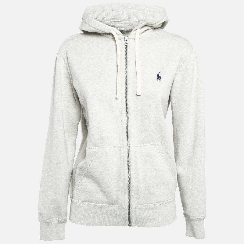 Women's Comfortable Apparel Polo Ralph Lauren Grey Cotton Knit Zip-Up Hoodie