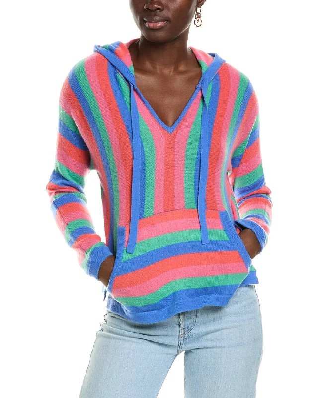 Women's Casual Apparel For Weekends 27 Miles Malibu womens  Striped Cashmere Hoodie, xs, Pink