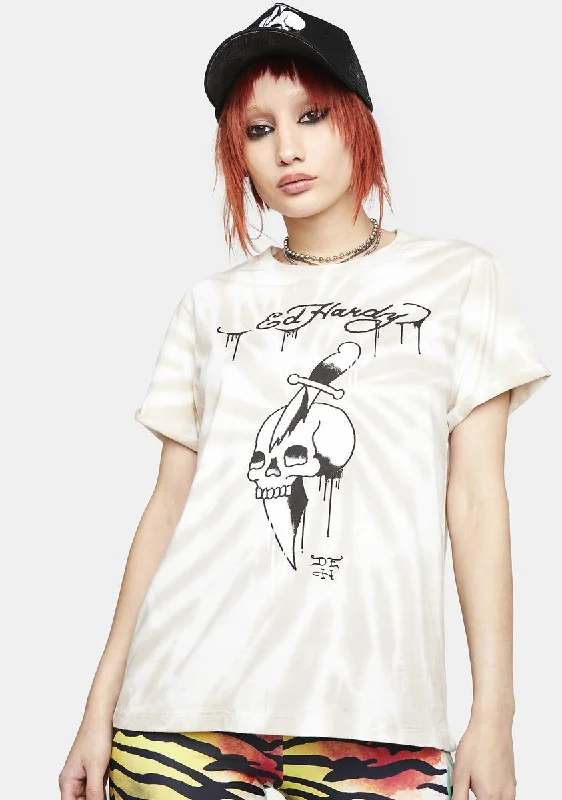 Women's Elegant Apparel Dagger Skull Tie Dye Graphic Tee