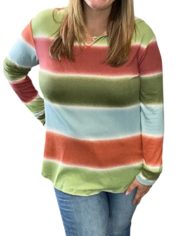 Women's Clothes Striped Hoodie In Multi Color