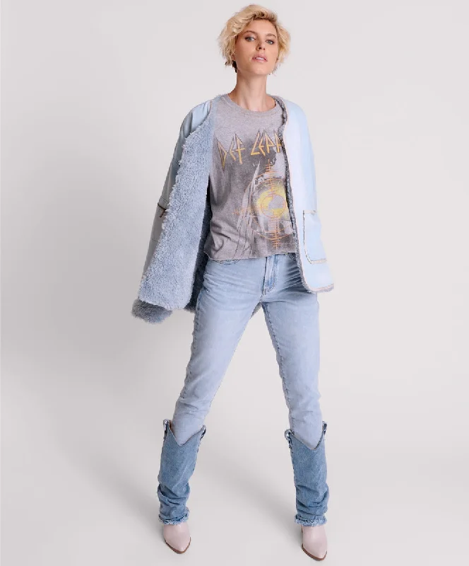 Women's Wedding Apparel Teddy Throwover Denim Jacket - Blue Space