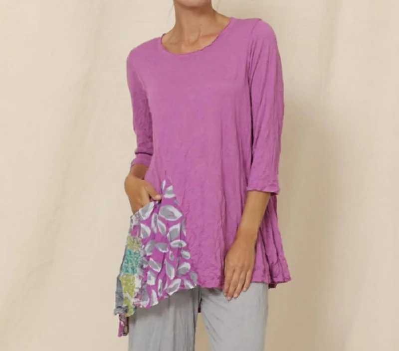 Casual Style for Busy Women Greta Tunic In Lilac With Floral Pocket