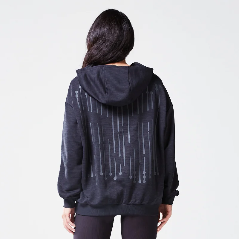 Trendy Women's Wear Code Oversized Drip Hoodie - Black Marl