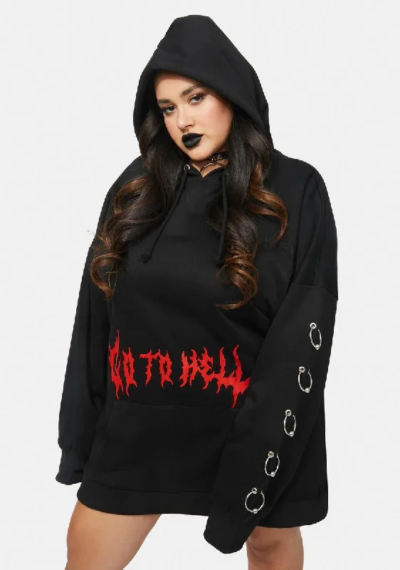 Trendy Online Boutiques Plus Gates Of Hell Pierced Hoodie