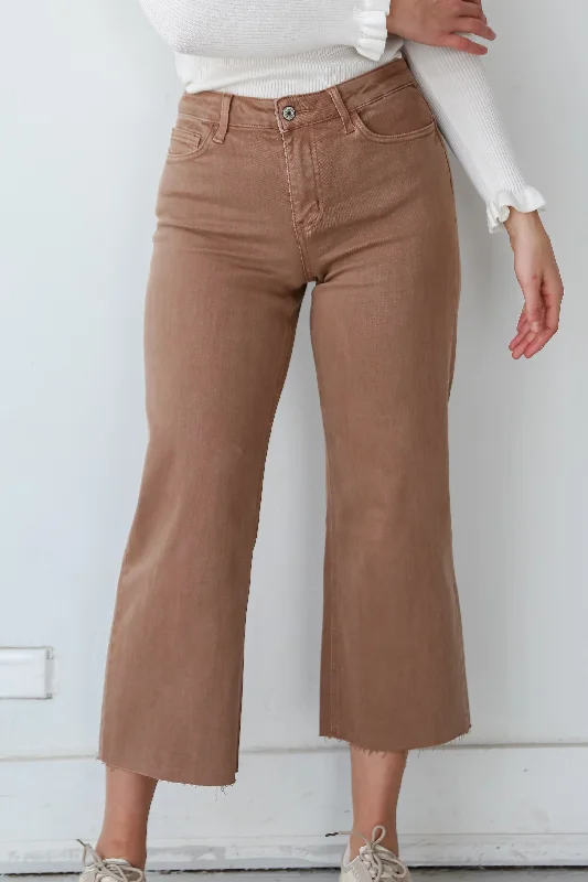 Women's Work Outfit FINAL SALE - Olivia Chocolate Brown Wide Leg Jeans