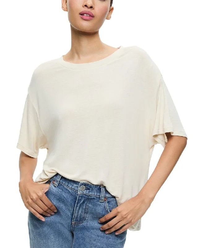 Fashionable Casual Tops alice + olivia Evan Oversized Linen-Blend T-Shirt