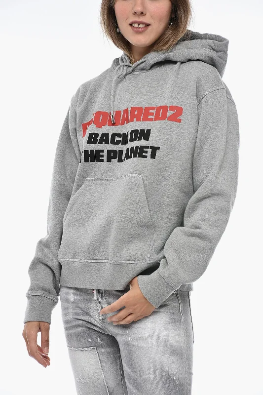 Women's Comfortable Lounge Outfit Dsquared2 Printed BACK ON THE PLANET Hoodie Sweatshirt