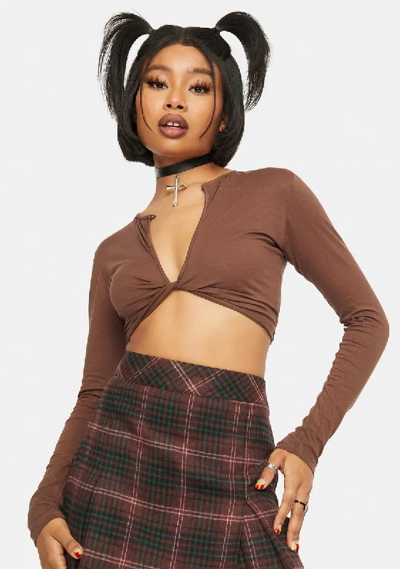 Women's Vacation Outfit Set Deep Mahogany Zen Crop Top