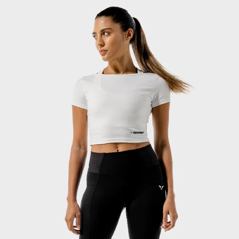 Women's Professional Outfit Warrior Crop Tee - Half Sleeves - White