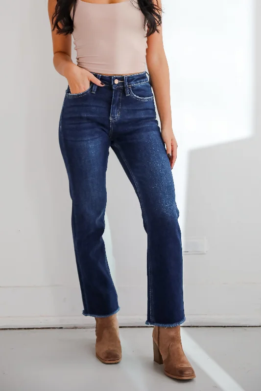 Online Boutiques Best Mia Dark Wash High-Rise Ankle Straight Jeans